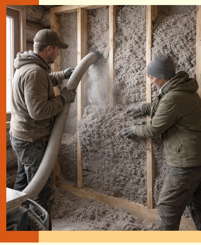 Утепление бревенчатого дома эковатой в Самаре